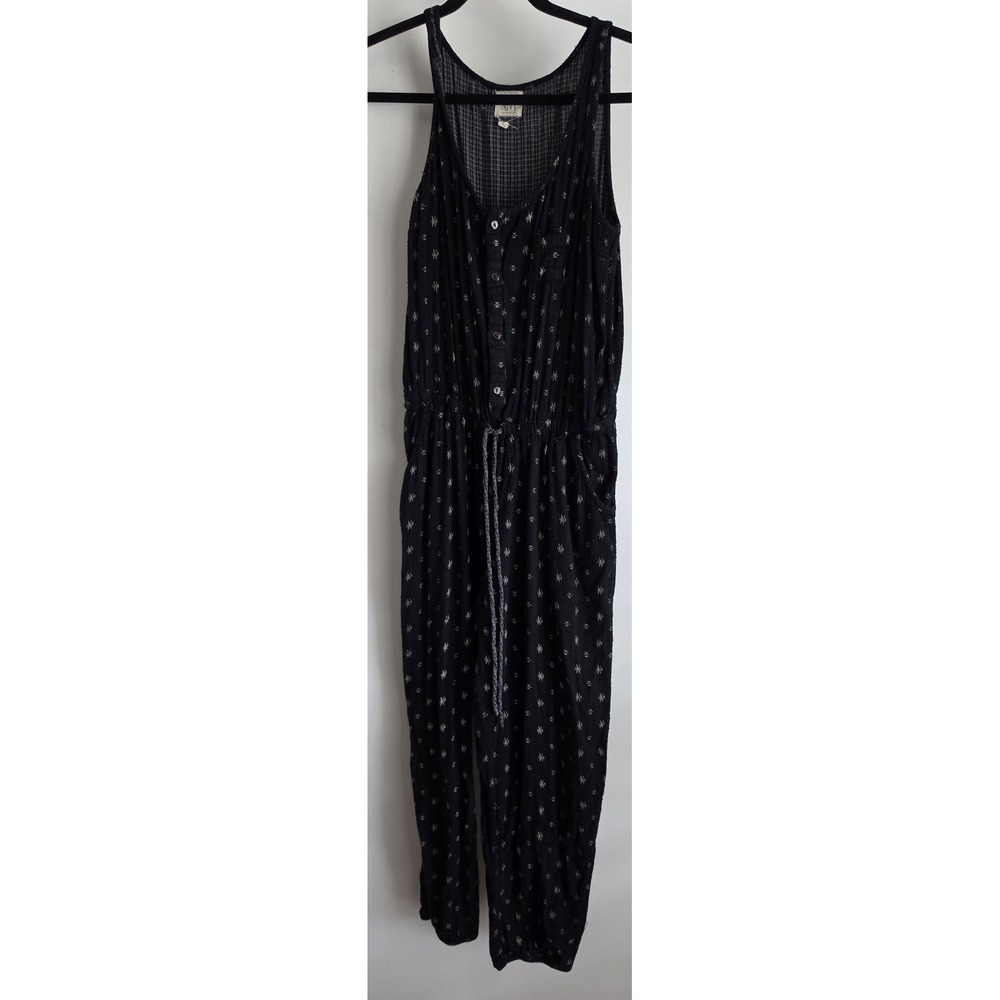 dRA Jumpsuit Women S Black Sleeveless Cotton Boho Geometric Casual Romper